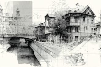 draw digital architectural sketches and illustrations