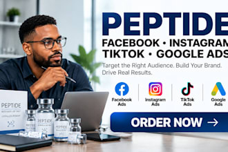 set up peptide facebook ads  instagram tiktok and google ads for your peptide