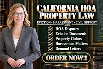 be your hoa lawyer in ca for eviction, civil litigation, property law,harassment