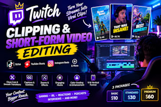 do twitch clipping and professional short form video editing