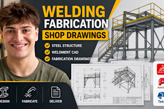 create welding fabrication shop drawings, steel structure weldment cad plans now