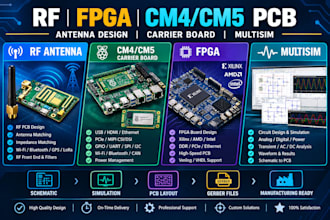 design rf antenna, cm4 cm5 carrier board, fpga pcb and multisim circuits