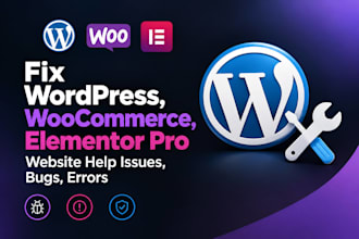 fix wordpress, woocommerce, elementor pro, website help issues, bugs, errors