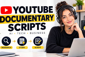 write researched ai, tech and business youtube documentary scripts video scripts