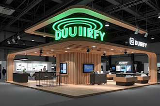 create a modern trade booth exhibition stand and banner design