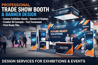 create a modern trade booth exhibition stand and banner design