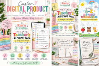 design digital products, workbooks, ebooks and printables