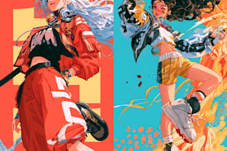 anime character an illustration and anime character