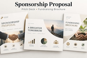 design professional sponsorship proposal, pitch deck and fundraising brochure