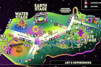 design custom festival map, event map, vector map  isometric map