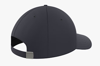 design a photorealistic 3d cap mockup and tech pack