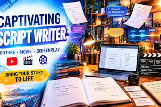 write a captivating youtube video script, movie script writing, screenplay