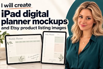 create ipad digital planner mockups, etsy planner mockups, product images