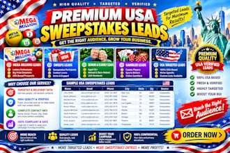 give premium first hit leads sweeps leads USA elderly leads, mega millions leads