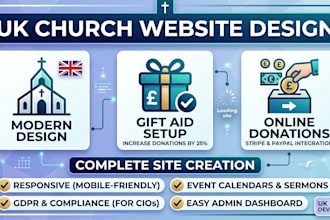 design UK church website with donation and gift aid setup