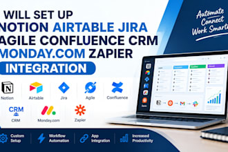 set up notion airtable jira aglle confluence crm monday com zapier integration