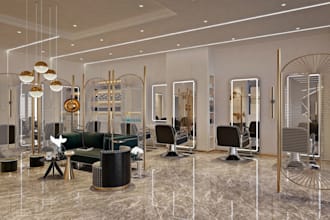 do salon interior design, spa design and beauty salon 3d rendering