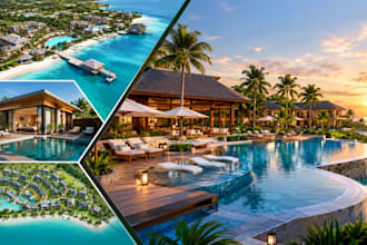 design 3d resort, hotel, villa and landscape with realistic rendering