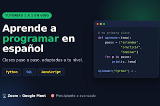 teach you python, sql and javascript in spanish