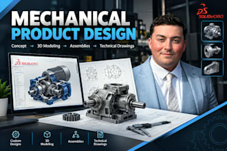 design mechanical products, machines, solidworks assemblies for manufacturing