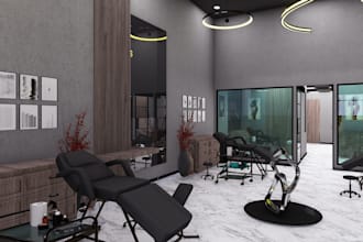 interior design of your spa, saloon, tatoo studio, shop, resturent, hotel etc