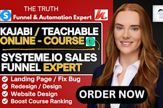 setup your online course funnel on systeme io, kajabi or teachable, automation