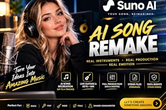 remake and recreate your suno ai song into professional human production