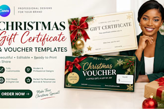 design christmas gift certificate and voucher canva template
