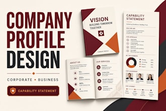 design professional company profile, capability statement and corporate profile