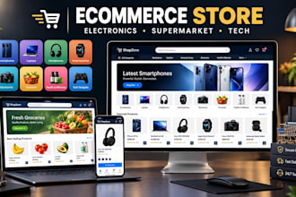 build electronics store website, supermarket website health products store tech