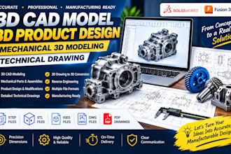 do 3d cad model, 3d product design, mechanical 3d modeling, technical drawing