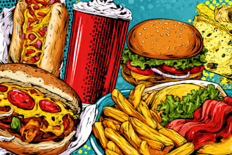 food pop art illustrations