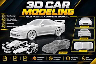 design automotive 3d car body kit custom widebody kit parts fusion 360 3d model