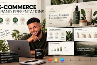 design ecommerce brand decks, product launch presentations and product showcase