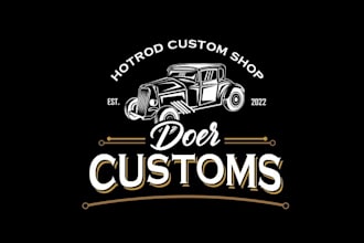 make super retro logo for hot rod custom car shop business