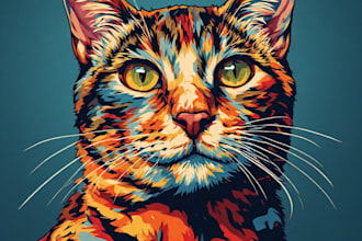 draw your cat dog or your pet into vector pop art portrait