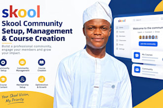 skool community setup, skool management and community course creation