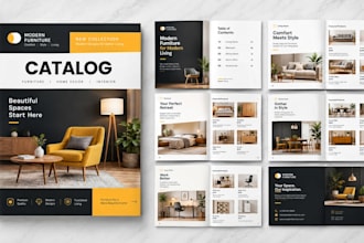 design furniture product catalog, home decor brochure and sales lookbook