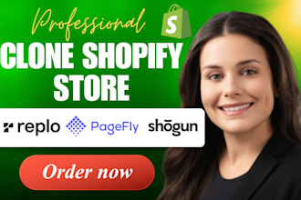 clone shopify store, landing page design, shogun, pagefly, gempages, replo