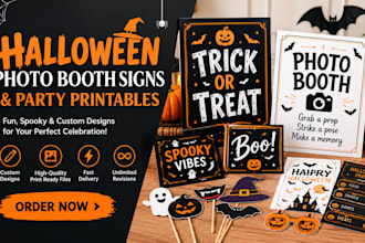 design halloween photo booth signs and party printables