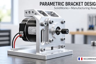 design parametric brackets, motor mounts, mechanical assemblies in solidworks