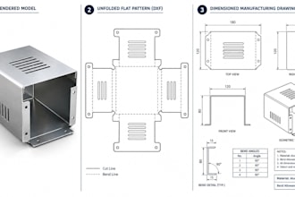 design sheet metal parts, flat patterns and dxf manufacturing drawings