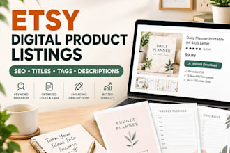 create and optimize etsy digital product listings