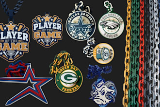 design custom 3d hypechain necklace pendant keychain turnover chain logo design