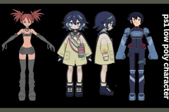 create rig and animate ps1 psx ps2 low poly 3d characters 3d model