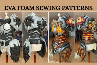 design eva foam cosplay armor, sewing patterns, 3d helmet and 3d cosplay models