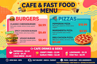 design modern restaurant menu food menu and cafe menu card