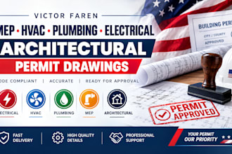 design mep, hvac, plumbing, electrical and architectural permit drawings
