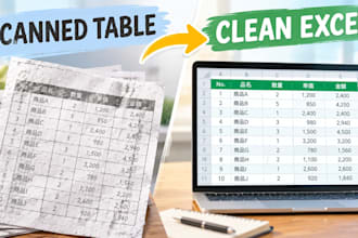 manually convert scanned tables to excel or google sheets