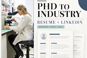 write an ats phd resume for biotech, data, ai  or r d jobs